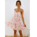 Ladies Flounce Flower Print Daily Mini Dress 1101 - SWEETKAMA