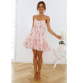 Ladies Flounce Flower Print Daily Mini Dress 1101 - SWEETKAMA