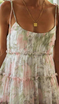 Ladies Flounce Flower Print Daily Mini Dress 1101 - SWEETKAMA