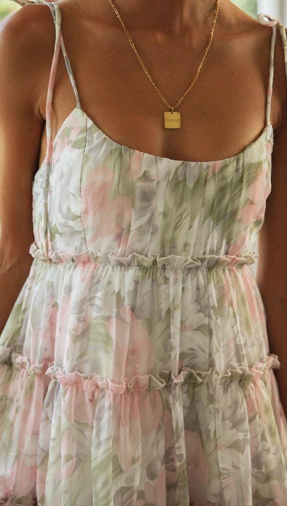 Ladies Flounce Flower Print Daily Mini Dress 1101 - SWEETKAMA