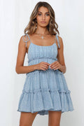 Ladies Flounce Flower Print Daily Mini Dress 1101 - SWEETKAMA