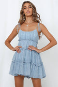 Ladies Flounce Flower Print Daily Mini Dress 1101 - SWEETKAMA