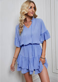 Ladies Flounce Solid Color Daily Romper 2306-2 - SWEETKAMA