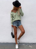 Ladies Flower Embroidery V-Neck Sweater E2201 - SWEETKAMA