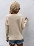 Ladies Flower Embroidery V-Neck Sweater E2201 - SWEETKAMA