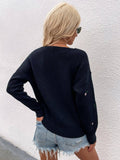 Ladies Flower Embroidery V-Neck Sweater E2201 - SWEETKAMA