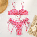 Ladies Flower Print Shoulder Straps Bikini Set MK21055 - SWEETKAMA