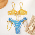 Ladies Flower Print Shoulder Straps Bikini Set MK21055 - SWEETKAMA