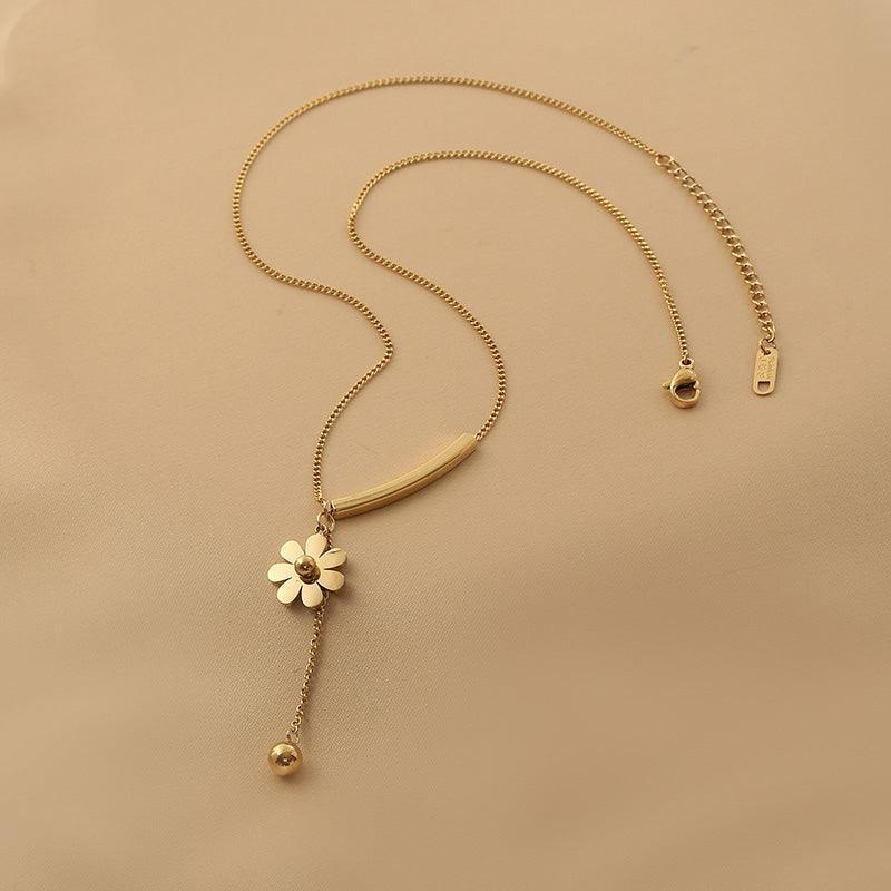 Ladies Gold Bead and Flower Pendent Necklace SKAJ013 - SWEETKAMA