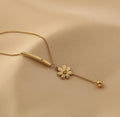 Ladies Gold Bead and Flower Pendent Necklace SKAJ013 - SWEETKAMA