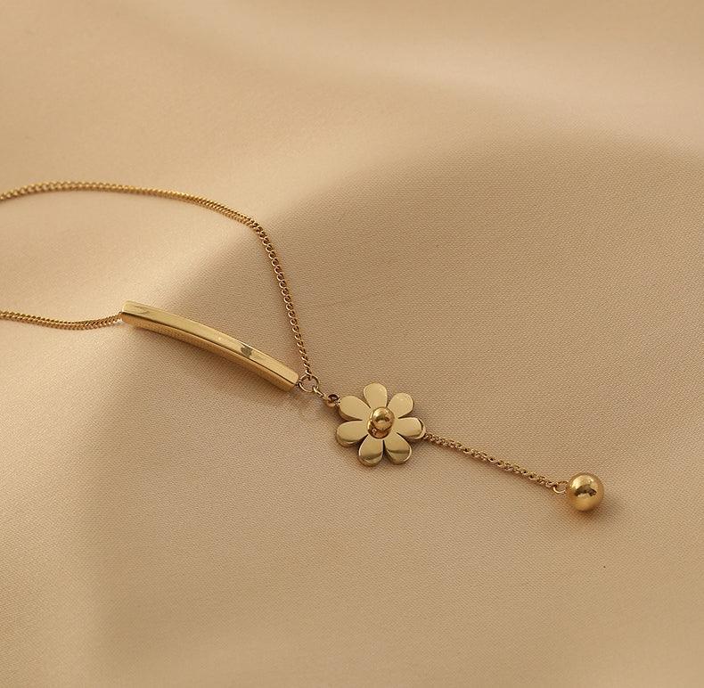 Ladies Gold Bead and Flower Pendent Necklace SKAJ013 - SWEETKAMA