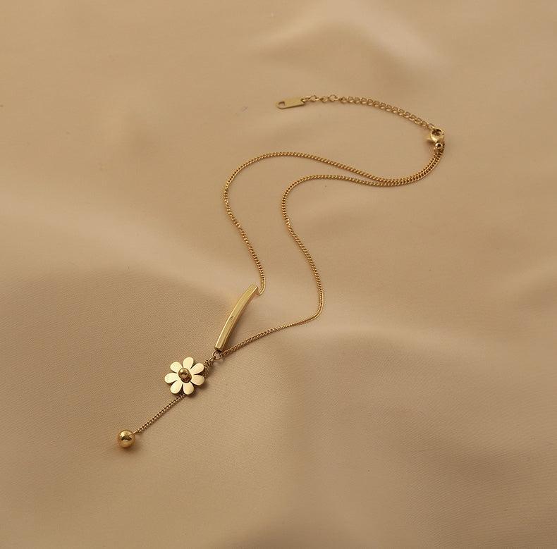 Ladies Gold Bead and Flower Pendent Necklace SKAJ013 - SWEETKAMA