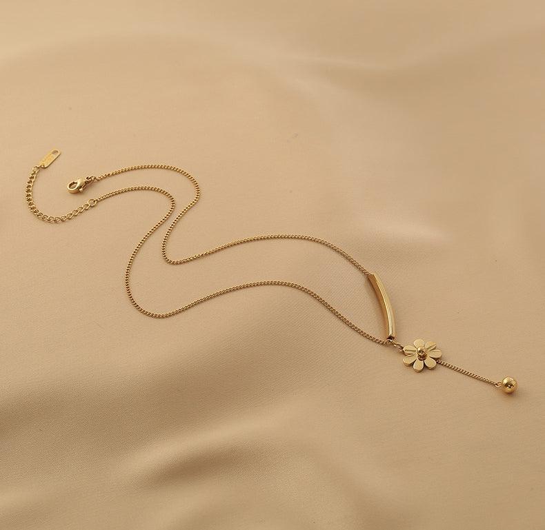 Ladies Gold Bead and Flower Pendent Necklace SKAJ013 - SWEETKAMA