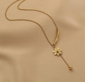 Ladies Gold Bead and Flower Pendent Necklace SKAJ013 - SWEETKAMA