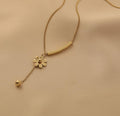 Ladies Gold Bead and Flower Pendent Necklace SKAJ013 - SWEETKAMA