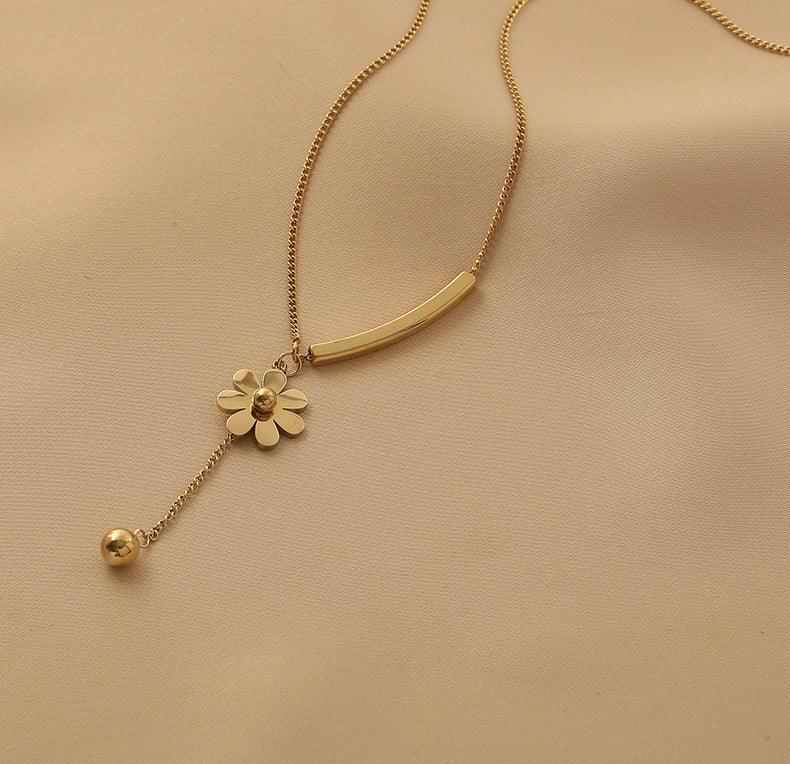 Ladies Gold Bead and Flower Pendent Necklace SKAJ013 - SWEETKAMA