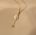 Ladies Gold Bead and Flower Pendent Necklace SKAJ013 - SWEETKAMA