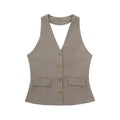 Ladies Halterneck Vest and Straight Pants Set 2251 - SWEETKAMA