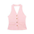 Ladies Halterneck Vest and Straight Pants Set 2251 - SWEETKAMA