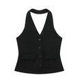 Ladies Halterneck Vest and Straight Pants Set 2251 - SWEETKAMA