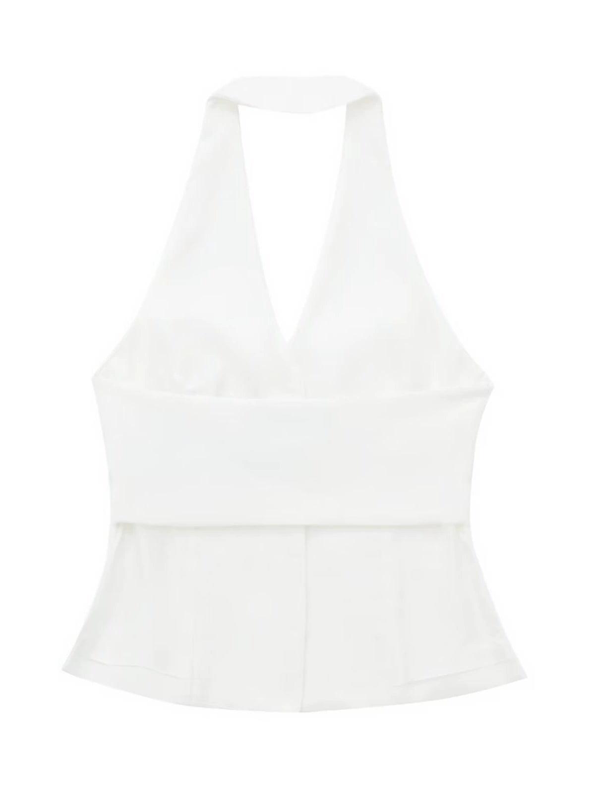 Ladies Halterneck Vest and Straight Pants Set 2251 - SWEETKAMA