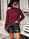 Ladies High Collar Long Sleeves Daily Sweater E2313 - SWEETKAMA