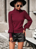 Ladies High Collar Long Sleeves Daily Sweater E2313 - SWEETKAMA
