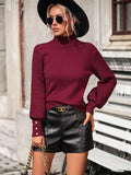 Ladies High Collar Long Sleeves Daily Sweater E2313 - SWEETKAMA