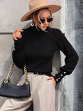 Ladies High Collar Long Sleeves Daily Sweater E2313 - SWEETKAMA