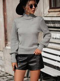 Ladies High Collar Long Sleeves Daily Sweater E2313 - SWEETKAMA