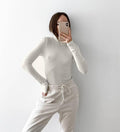 Ladies High Collar Slim Fit Knit Casual Knit Tee TX1812 - SWEETKAMA
