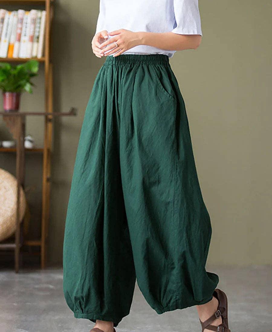 Ladies High Waist Lantern Leg Daily Pants 1045 - SWEETKAMA