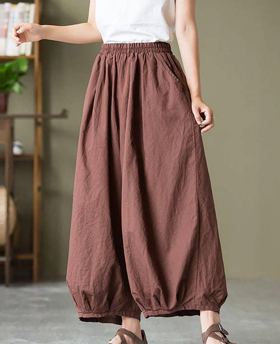 Ladies High Waist Lantern Leg Daily Pants 1045 - SWEETKAMA