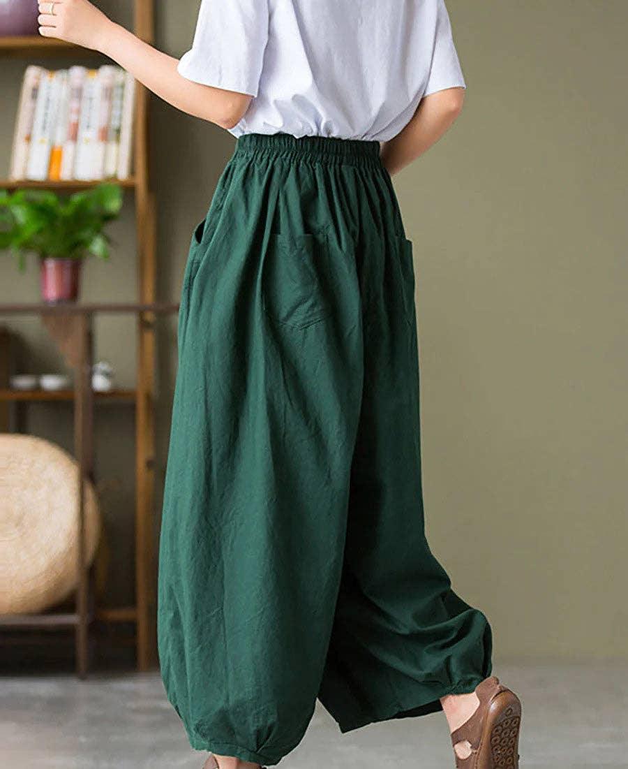 Ladies High Waist Lantern Leg Daily Pants 1045 - SWEETKAMA