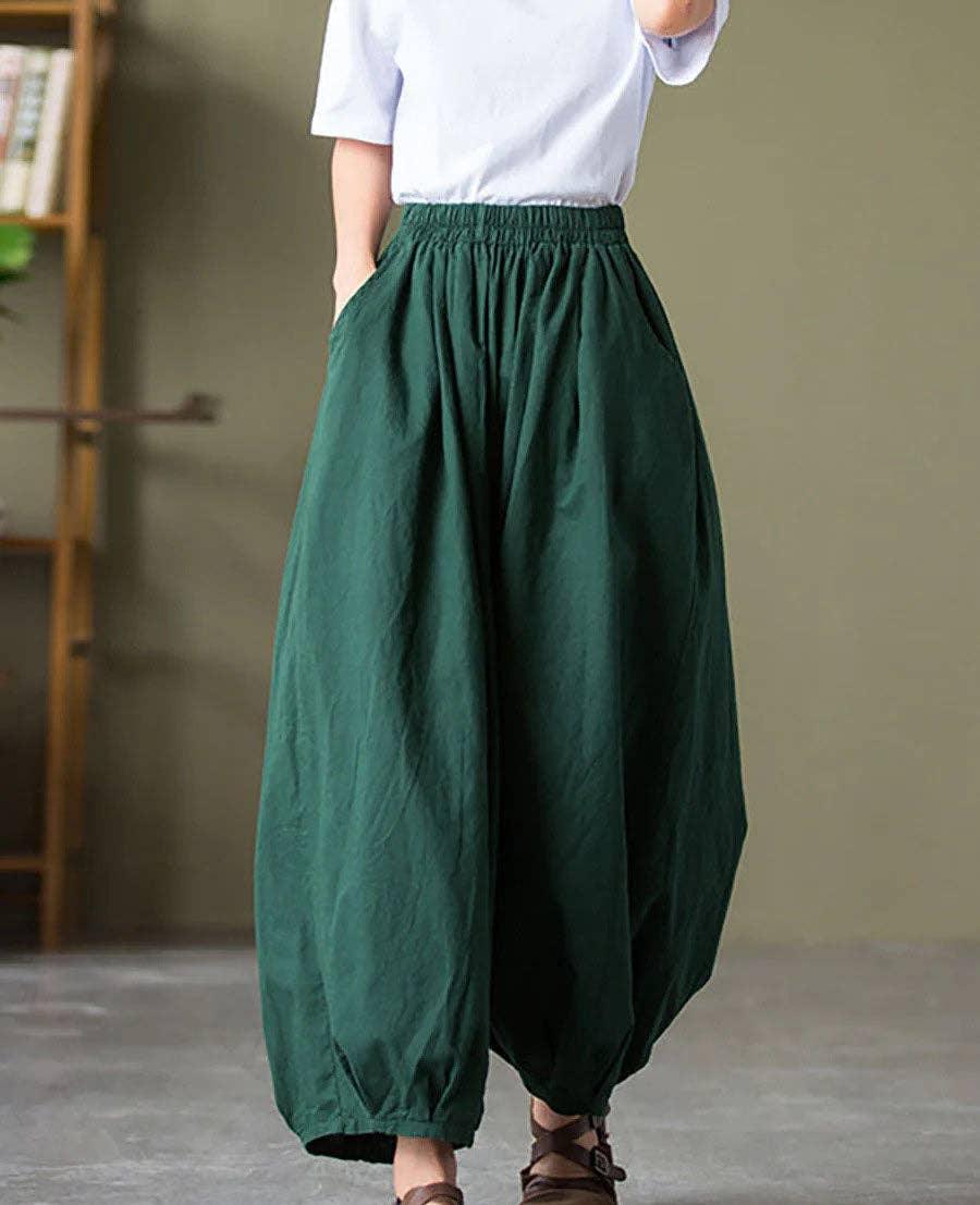Ladies High Waist Lantern Leg Daily Pants 1045 - SWEETKAMA