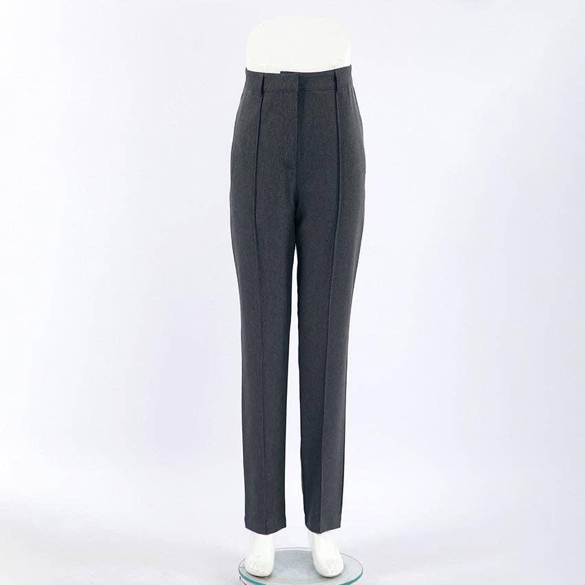 Ladies High Waist Stright Leg Suit Pants C-K7040 - SWEETKAMA