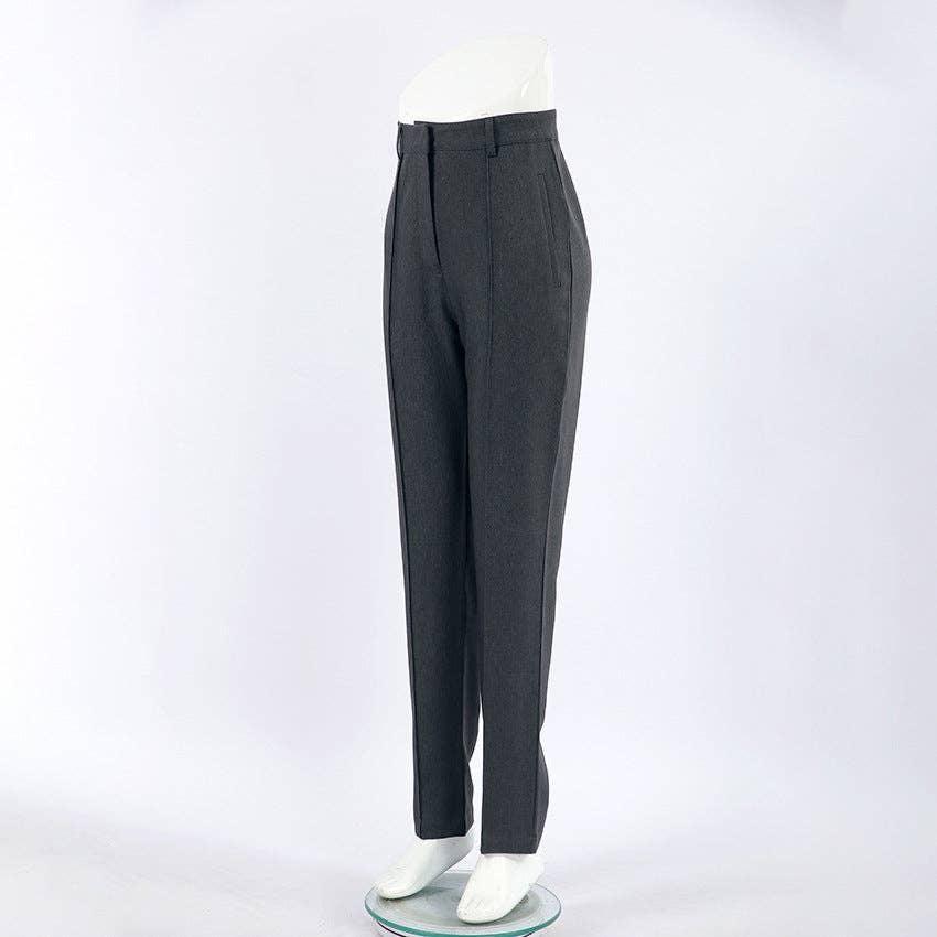 Ladies High Waist Stright Leg Suit Pants C-K7040 - SWEETKAMA