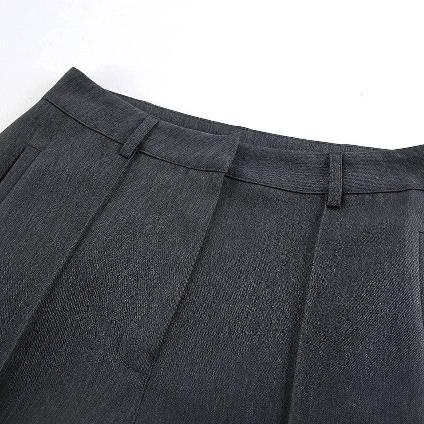 Ladies High Waist Stright Leg Suit Pants C-K7040 - SWEETKAMA
