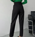 Ladies High Waist Stright Leg Suit Pants C-K7040 - SWEETKAMA