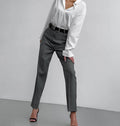Ladies High Waist Stright Leg Suit Pants C-K7040 - SWEETKAMA