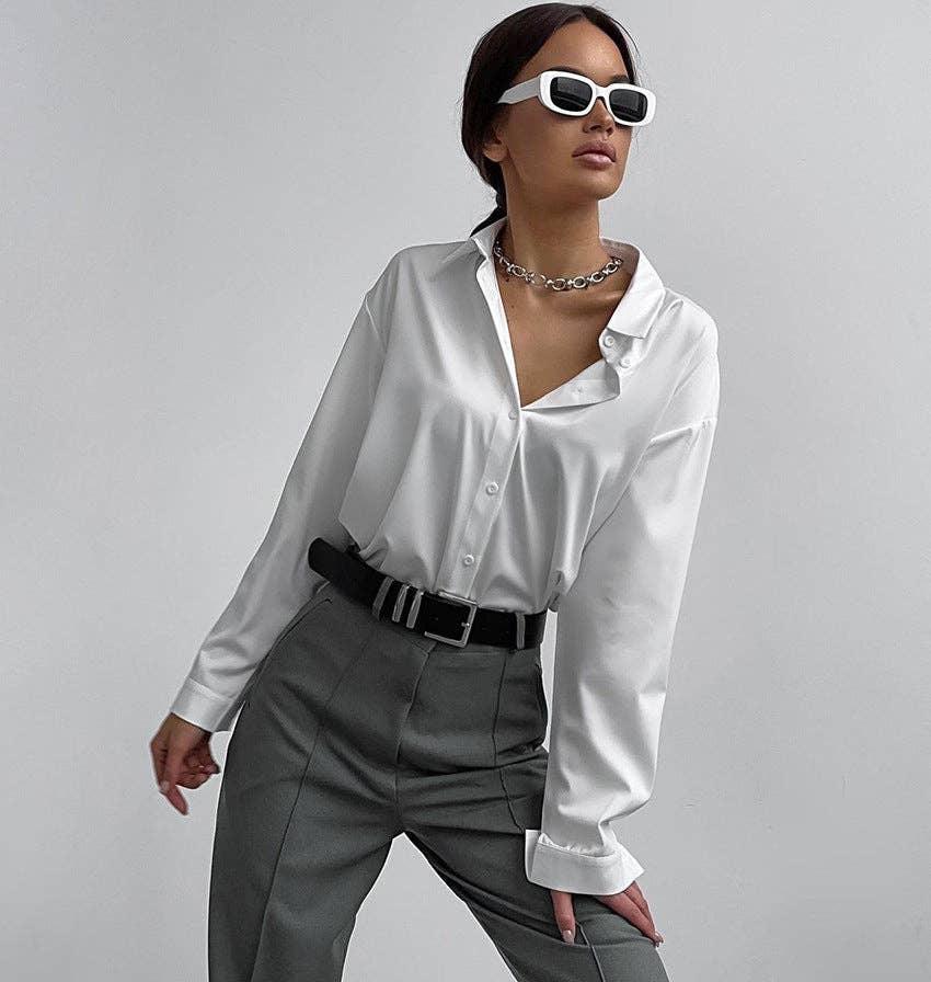 Ladies High Waist Stright Leg Suit Pants C-K7040 - SWEETKAMA