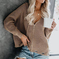 Ladies Hooded Zipper V-Neck Long Sleeves Cardigan LC851186 - SWEETKAMA