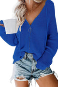 Ladies Hooded Zipper V-Neck Long Sleeves Cardigan LC851186 - SWEETKAMA