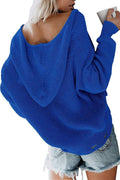 Ladies Hooded Zipper V-Neck Long Sleeves Cardigan LC851186 - SWEETKAMA