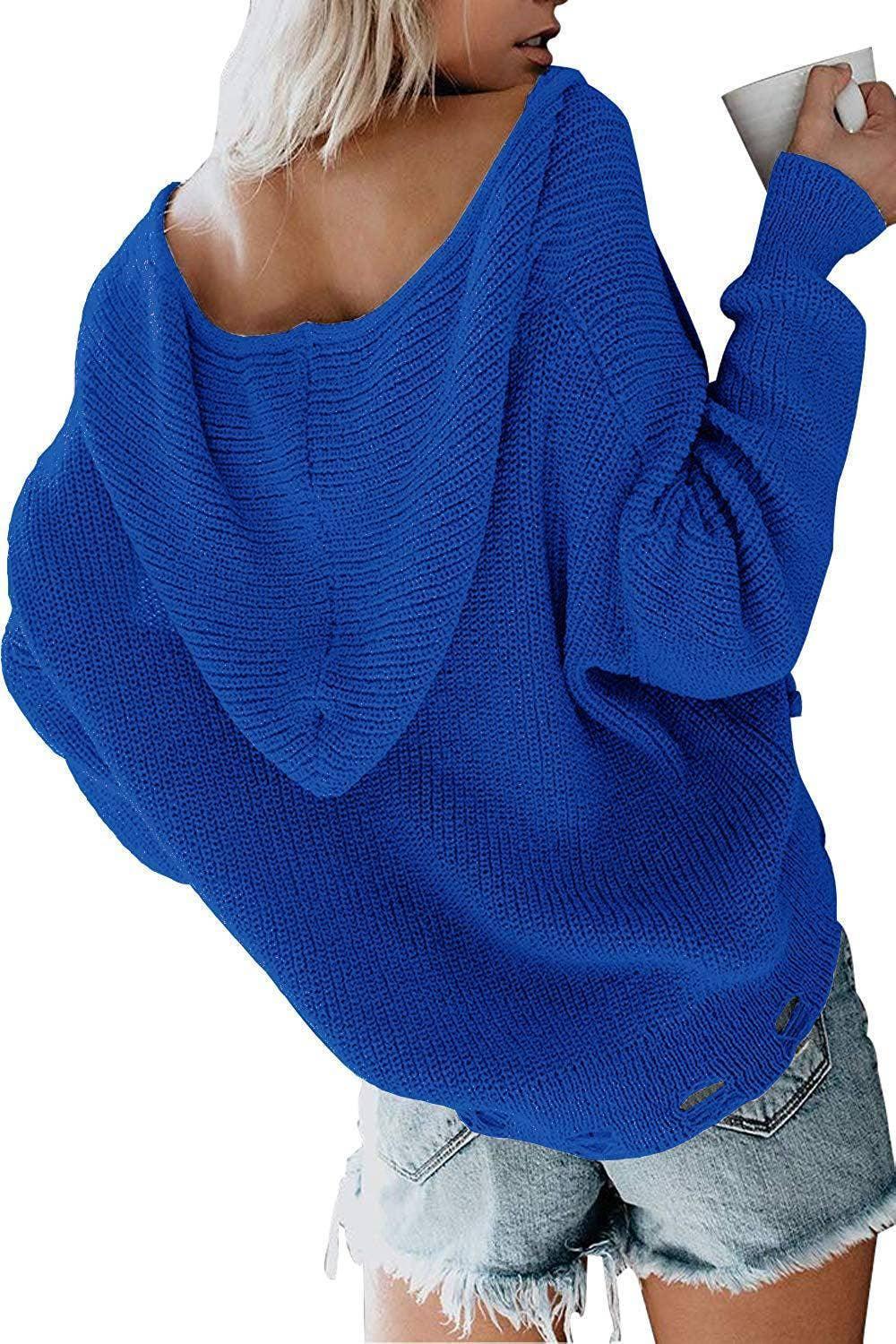 Ladies Hooded Zipper V-Neck Long Sleeves Cardigan LC851186 - SWEETKAMA