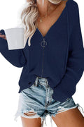 Ladies Hooded Zipper V-Neck Long Sleeves Cardigan LC851186 - SWEETKAMA