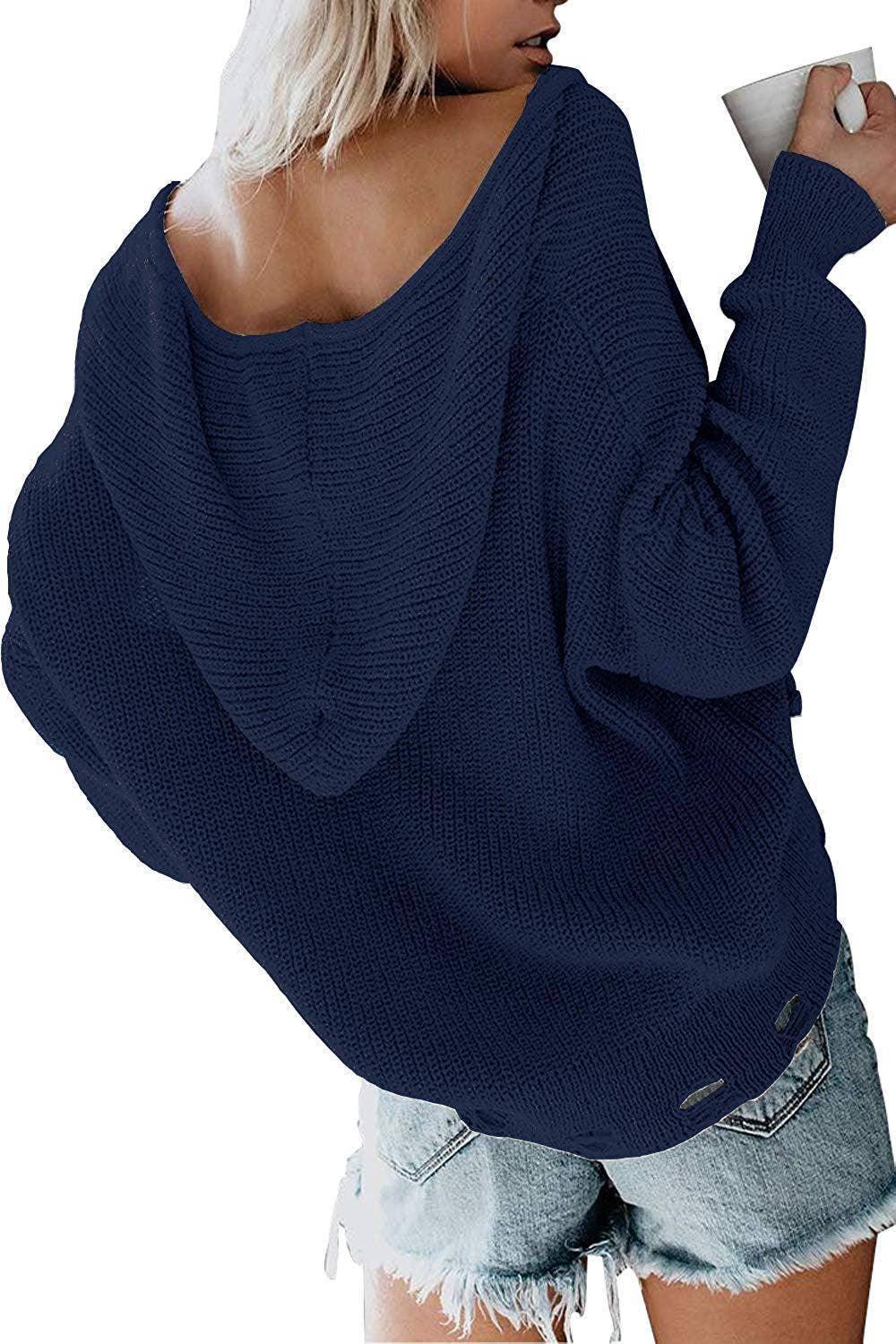 Ladies Hooded Zipper V-Neck Long Sleeves Cardigan LC851186 - SWEETKAMA
