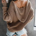 Ladies Hooded Zipper V-Neck Long Sleeves Cardigan LC851186 - SWEETKAMA