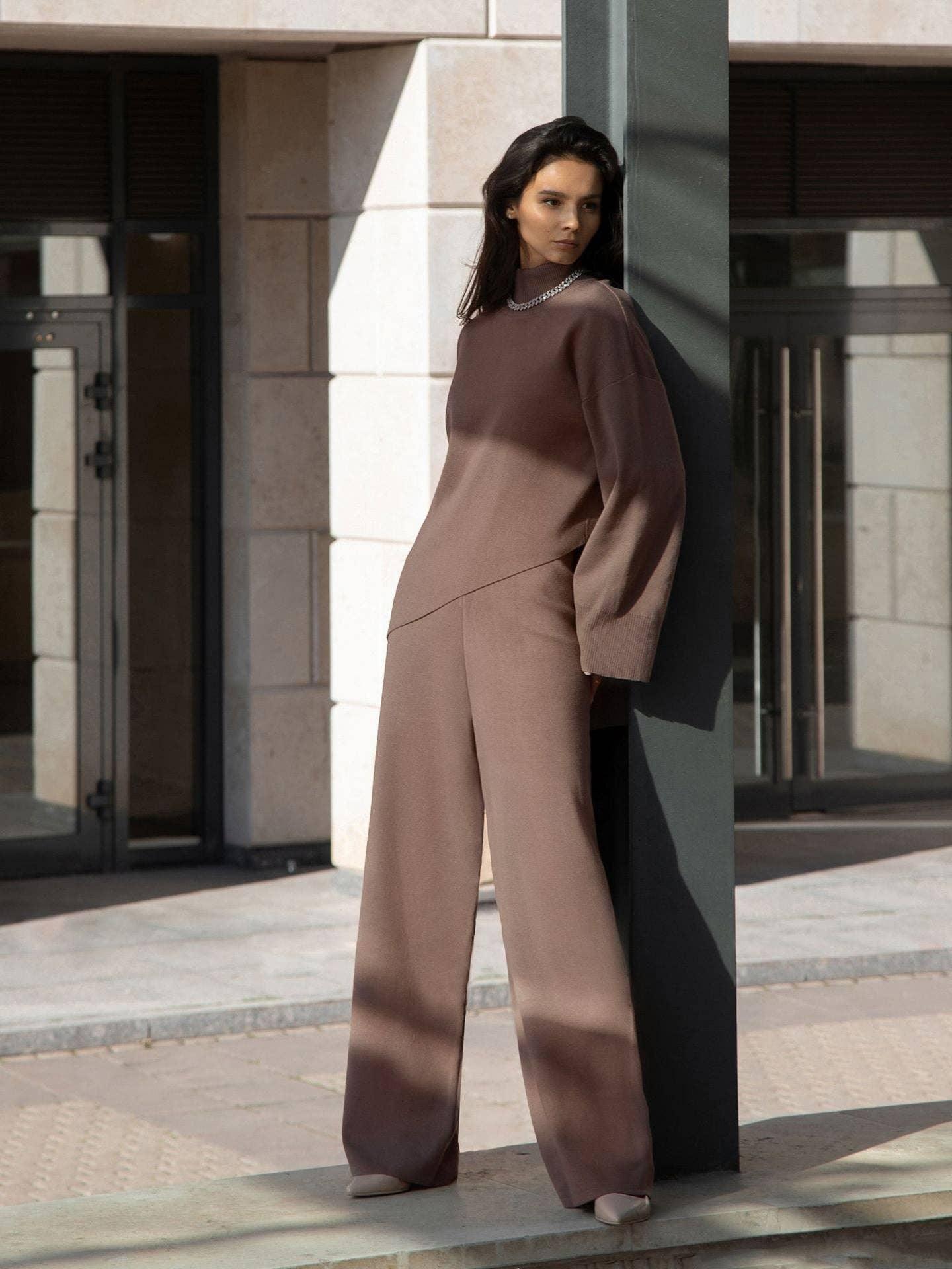 Ladies Irregular Stright Leg Loose Swearter Set TZ0050 - SWEETKAMA