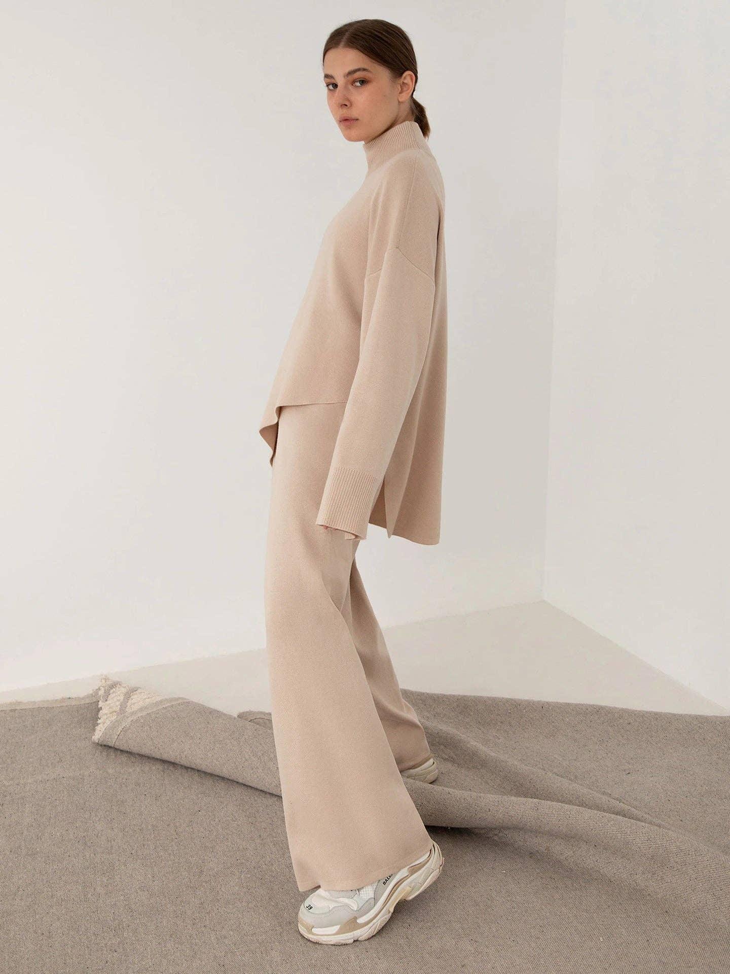 Ladies Irregular Stright Leg Loose Swearter Set TZ0050 - SWEETKAMA
